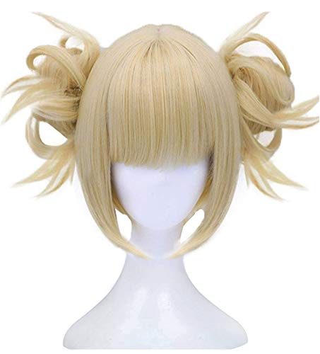 ANOGOL Hair Cap+613 Blonde Wigs Anime Cosplay Wigs Short Wavy Synthetic Hair With Bangs Fringe Hairstyles For Lonita Party Blonde Costume Wig For Halloween Party Cosplay Wigs